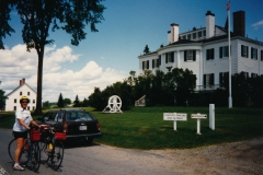 Bike Rally in Union 1989  Evelyn in front of Waldo House  Photo courtesy of Evelyn Cookson