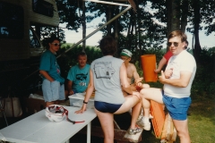 Duck Puddle Campground, Bike Rally 1990  Gary Davis sitting down, Mike Morrison  Photo courtesy of Evelyn Cookson