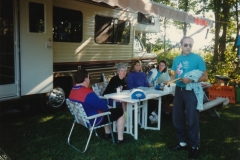 Duck Puddle Campground, Bike Rally 1990  Lis, Pete, Keith  Photo courtesy of Evelyn Cookson