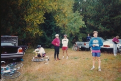 Starting on Bear Notch ride Oct 5, 1991  Norman B, Mike M, Kathy  Photo courtesy of Evelyn Cookson