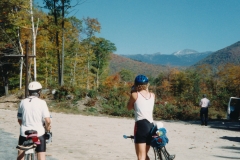 107 miles over 4 notches  Ellen Brown, Maggie Guthrie; snow on mountains  Photo courtesy of Evelyn Cookson