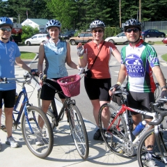 dawn, casey, laura and andy at the maine bike rally, fryeburg, me