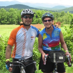 andy with barbara, brownfield is beautiful ride, maine bike rally, brownfield, me  Ron Levere photo