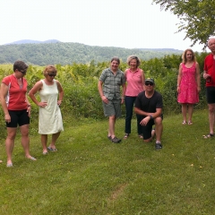 People assembing for the group photo, CBBC camping weekend in Bethel, Maine