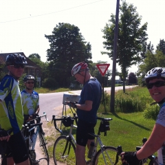 Pause on the 50-mile ride to Andover: Ron, Andy, Dave & Janine